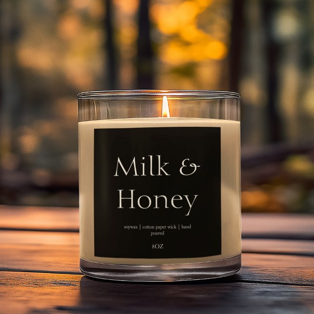 Black White Natural Wax Candle Packaging  Square Sticker (Creator Uploaded)