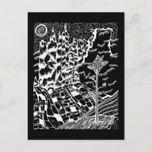 Black & White Nature Drawing Postcard