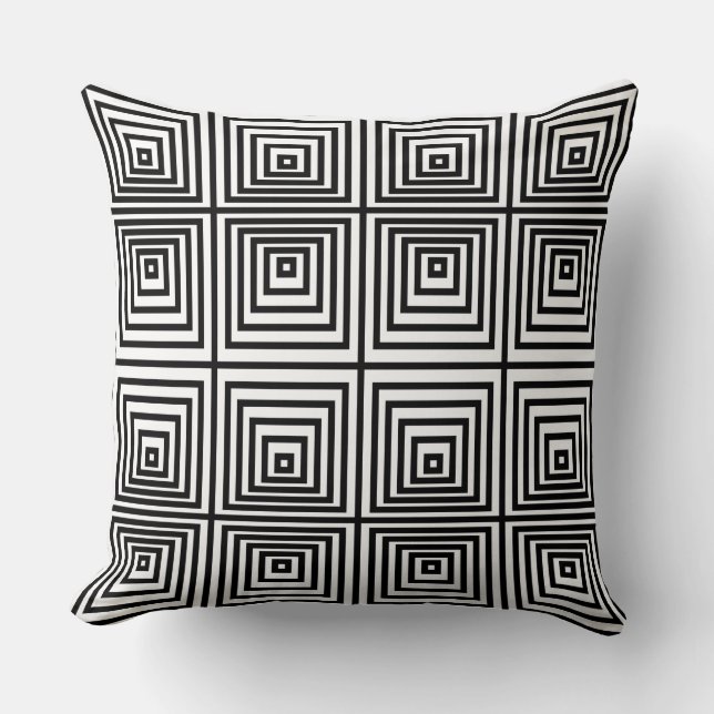 Black & White Nested Box Pattern - Throw Pillow (Front)