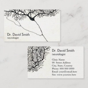 Black White Neurologist Business Card with Neuron