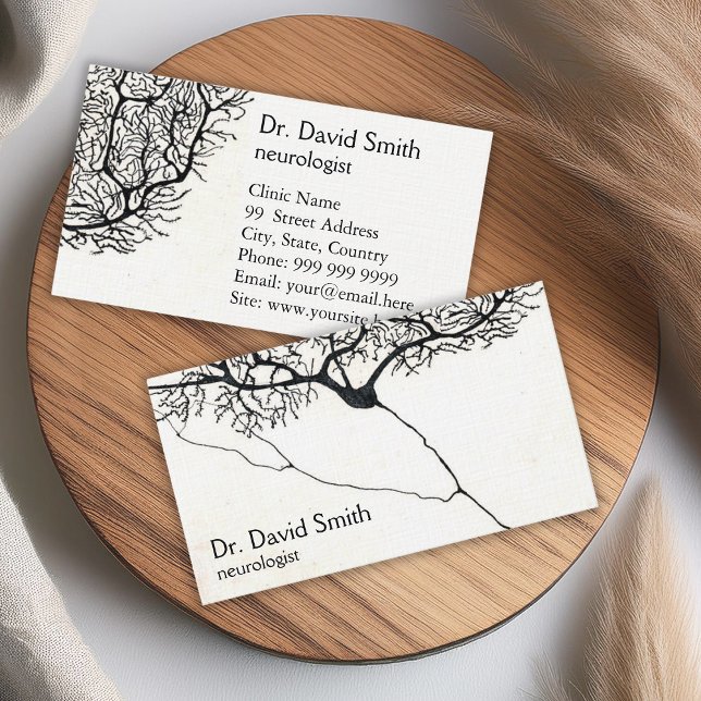 Black White Neurologist Business Card with Neuron (Creator Uploaded)