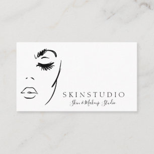 Black White Neutral Aesthetic Feminine Face Skin Business Card