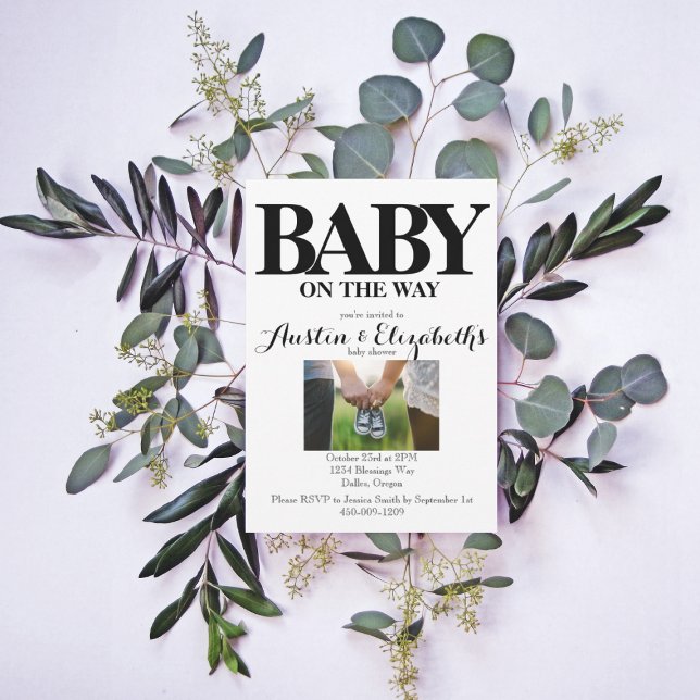 Black White Neutral Simple Modern Baby Shower Invitation (Creator Uploaded)