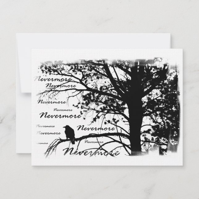 Black & White Nevermore Raven Silhouette Invitation (Front)