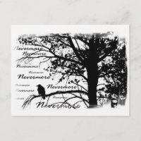 Black & White Nevermore Raven Silhouette