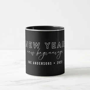 Black White New Year New Beginnings Photo Custom Mug