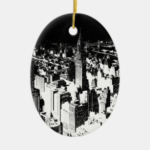 Black & White New York Ceramic Ornament