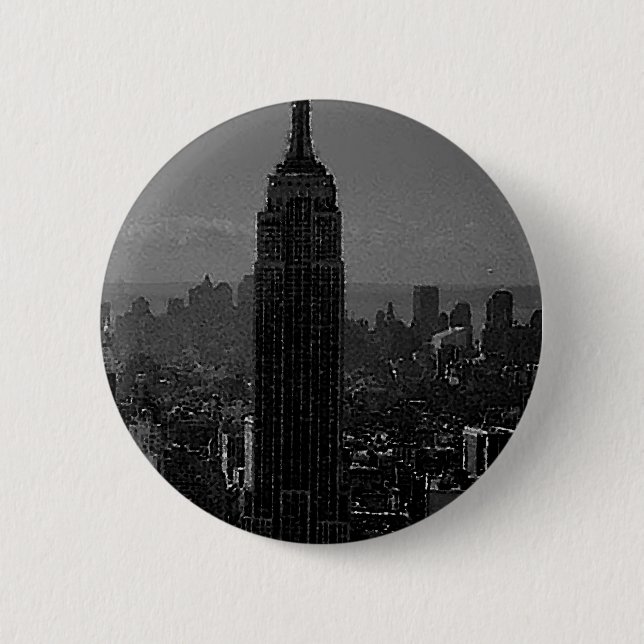 Black White New York City 2 Inch Round Button (Front)