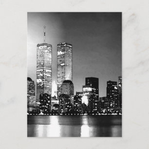 Black & White New York City at Night Postcard