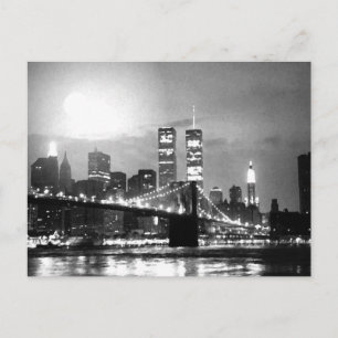 Black & White New York City at Night Postcard