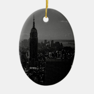 Black White New York City Ceramic Ornament