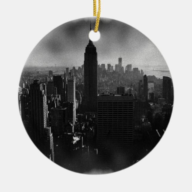 Black & White New York City Ceramic Ornament (Front)