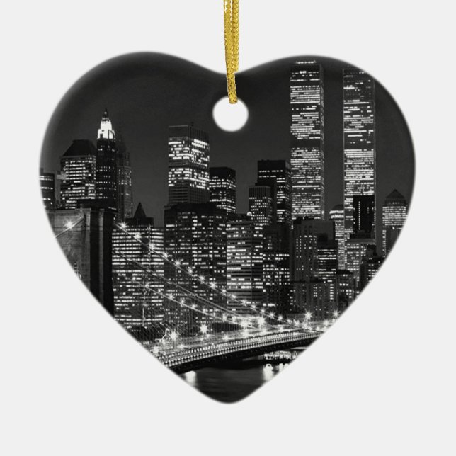 Black & White New York City Ceramic Ornament (Front)