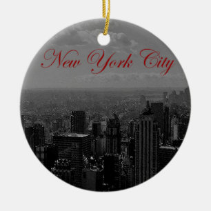 Black White New York City Ceramic Ornament