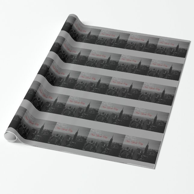 Black White New York City Gift Wrap (Unrolled)