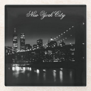 Black & White New York City Glass Coaster
