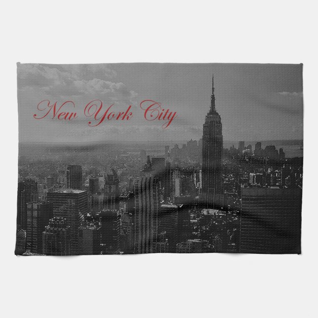 Black White New York City Kitchen Towel (Horizontal)