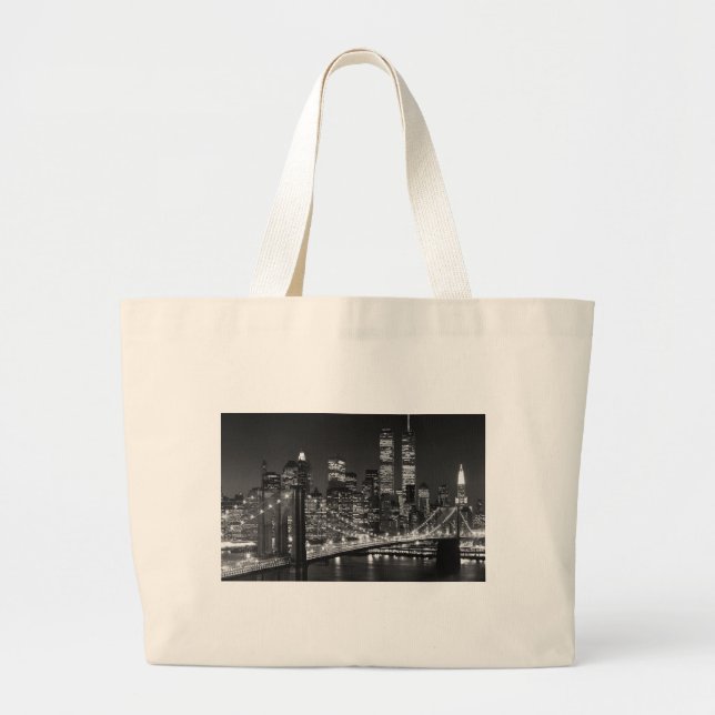 Black & White New York City Large Tote Bag (Front)