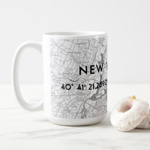 Black & White New York City Map Custom Coordinates Coffee Mug