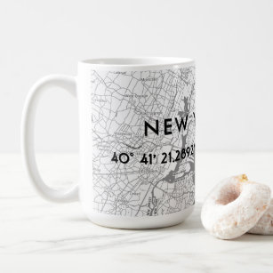 Black & White New York City Map Custom Coordinates Coffee Mug
