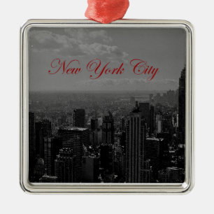 Black White New York City Metal Ornament