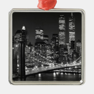 Black & White New York City Metal Ornament