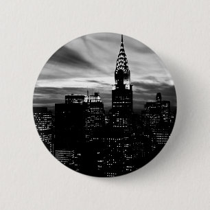Black & White New York City Midtown 2 Inch Round Button
