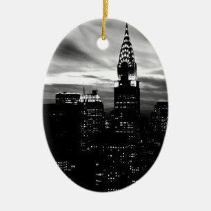 Black & White New York City Midtown Ceramic Ornament