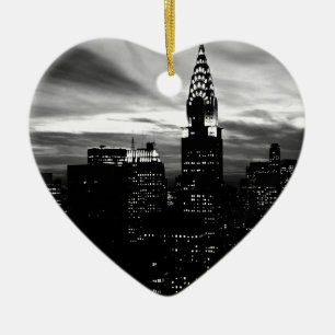 Black & White New York City Midtown Ceramic Ornament