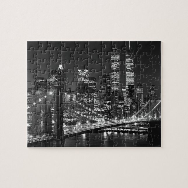 Black & White New York City Night Jigsaw Puzzle (Horizontal)