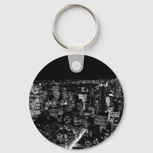 Black & White New York City Night Keychain