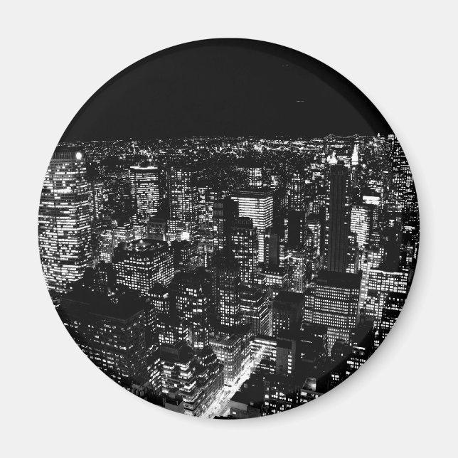 Black & White New York City Night Magnet (Front)