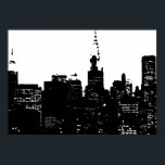 Black White New York City Night Pop Art Poster<br><div class="desc">New York City Midtown Old Style Image - New York Artworks</div>