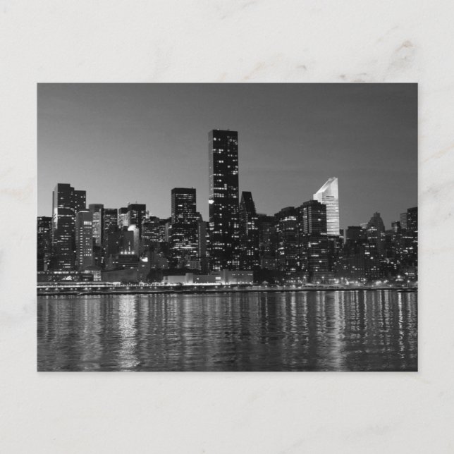 Black White New York City Night Postcard (Front)