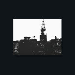 Black White New York City Pop Art Wrapped Canvas<br><div class="desc">Brooklyn Bridge, River and Manhattan Cityscape, Skyscrapers and Buildings</div>