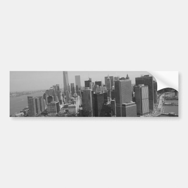 Black White New York City Skyline Bumper Sticker (Front)