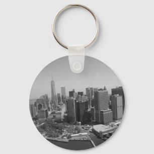Black White New York City Skyline Keychain
