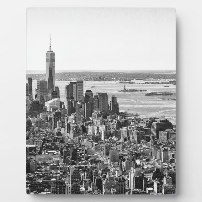 Black White New York City Skyline Plaque (Front)