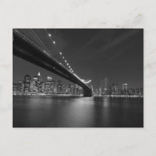 Black White New York City Skyline Postcard