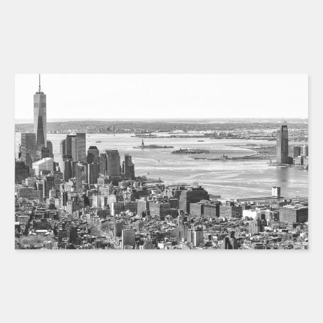 Black White New York City Skyline Sticker (Front)