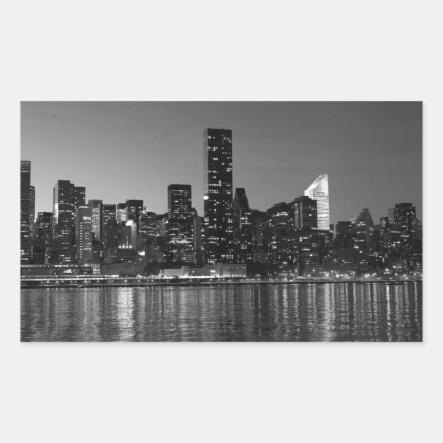 Black White New York City Skyscapers Silhouette Sticker (Front)