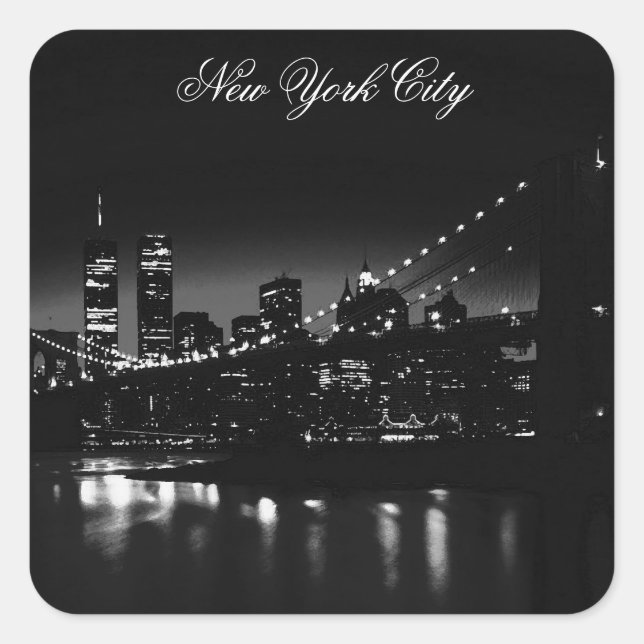 Black & White New York City Square Sticker (Front)