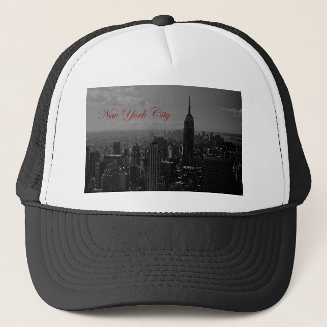 Black White New York City Trucker Hat (Front)