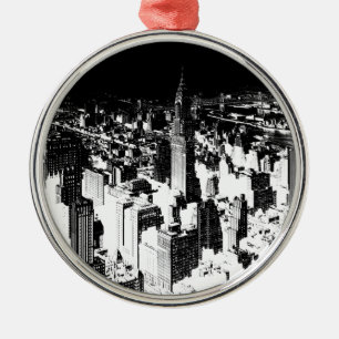 Black & White New York Metal Ornament