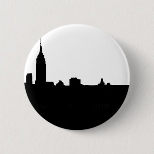 Black & White New York Silhouette 2 Inch Round Button