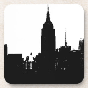 Black White New York Silhouette Coaster
