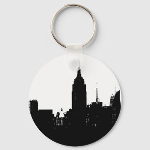 Black White New York Silhouette Keychain