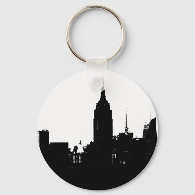Black White New York Silhouette Keychain (Front)
