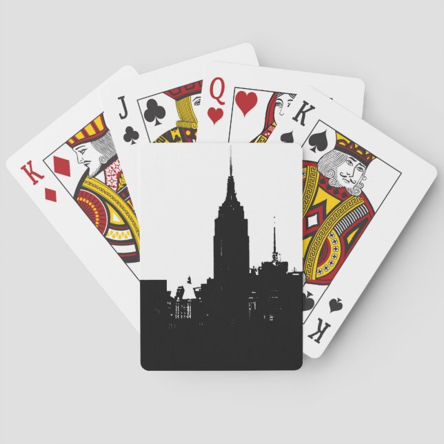 Black White New York Silhouette Playing Cards (Back)