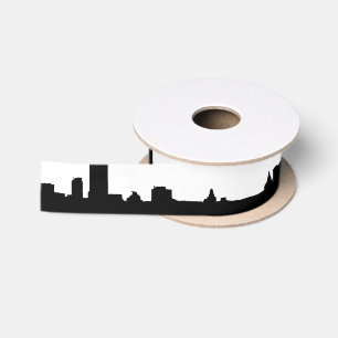 Black & White New York Silhouette Pop Art Satin Ribbon